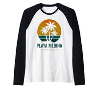 Playa Medina Venezuela Venezuelano Retro Tramonto Design Maglia con Maniche Raglan