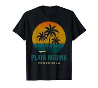 Playa Medina Venezuela Venezuelano Retro Tramonto Design Maglietta