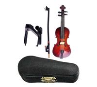Playable Tiny Violin Statue 12 cm | Wooden Body + Metal Strings, 110 g | Small Miniature Instrument with Sad Sound | Accessory, Prank Gift, Stand, Bow & Case