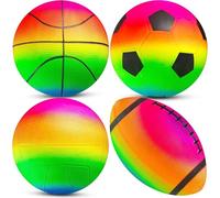 PlayBolt Set di 4 palline sportive mini da 12,7 cm con pompa a mano | Ideale per giochi con pallacanestro, calcio e football americano, per uso interno ed esterno, bambini e in età prescolare
