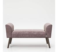 Playboy 737201RQ Panca in Velluto Rivestita con Gambe in Legno massello Rosa e Stabile, Quartz Rose, 100 x 54 x 30 cm