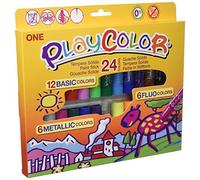 Playcolor 2041 - Astuccio da 24 colori a tempera solidi,: