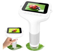 PlayDen Microscopio Digitale Portatile 2.0‘’ 1000X LED Regolabile per Bambini 3-8 Anni, Bianco