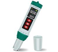 PlayDen Misuratore di pH per acqua, PH/TDS/EC/Salinità/Termometro 5 in 1 con display LCD, tester di pH con compensazione automatica della temperatura, tester di acqua ad alta precisione