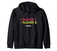 Player 1 Player 2 Start Retro Gaming 8-Bit Pixel Art Felpa con Cappuccio