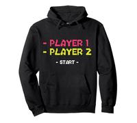 Player 1 Player 2 Start Retro Gaming 8-Bit Pixel Art Felpa con Cappuccio