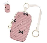 Playexen Custodia spray per disinfettante per le mani compatibile con T0uch-land, graziosa borsa per disinfettante per le mani con fiocco con fibbia ad anello e cinturino da polso, custodia con