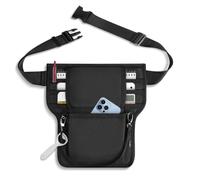 Playexen Grembiule da server, marsupio con cintura regolabile multi-tasche, accessori per cameriere, A forma di T nera, Medium