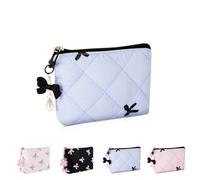 Playexen Mini borsa per trucchi, piccola borsa cosmetica con papillon per borsetta con portachiavi, borsa portatile XS da viaggio per uso quotidiano, Papillon B-Blu-Nero, Carino