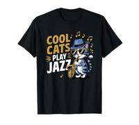 Playful Cat Jazz Bandwear for Music Enthusiasts and Animal Maglietta