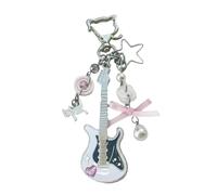 Playful Cats Design Electric Guitar Keychain Sturdy Beaded Artwork Compact Decoration For Backpacks Cards And Lovely Aesthetics Unique Alloy Keychain Jewelry
