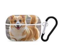 Playful Corgi AirPod Pro Case, cover rigida antigraffio in policarbonato con portachiavi, accessorio per AirPod Pro 2°/1° custodia per donne e uomini, stile bianco