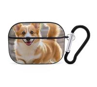 Playful Corgi AirPod Pro Case, cover rigida antigraffio in policarbonato con portachiavi, accessorio per AirPod Pro 2°/1° custodia per donne e uomini, stile nero