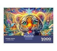 Playful Cub with A Snowflake on Head Puzzle Da 1000 Pezzi The Forest King Perfetto Per Uomini, Donne, Anziani E over 65 52x38cm/1000pcs