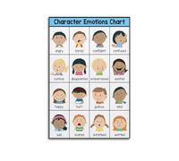 Playful Emotion Icons Chart Poster Modern Wall Art for Home Decor Kids Room Classroom School Office Therapy Feelings Awareness Gift(Framed,16x24inch(40x60cm))