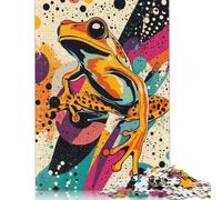 Playful Frog Pop Art Print Colorful Nature Décor, Animal Lover Gift, Retro Wall Art Psychedelic F... Jigsaw Puzzle Impossible 1000 Pezzi Decorazione Per La Casa. Rilassamento E Intelligence Per Adu