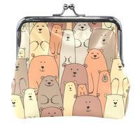 Playful Ghost Figures - Portafoglio da donna in pelle personalizzata con fibbia e chiusura a bacio, piccolo cambiamento, portafoglio monete, figure fantasma giocose beige, UNITALLA Classic, figure