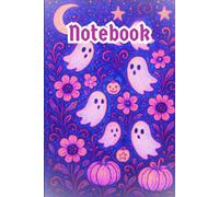 Playful Ghosts - Halloween Floral Scene Notebook: Whimsical Ghosts, Pumpkin & Star Lanterns, Moonlit Flowers and Lined Pages