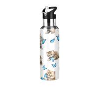Playful Kittens Borraccia in acciaio inox da 907,2 ml, a prova di perdite, senza BPA, borraccia sportiva con cannuccia