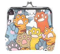 Playful Paws - Portamonete da donna, colorato, con fibbia in pelle, con chiusura a bacio, Gamful Paws Colorato, classico