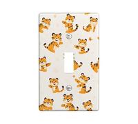 Playful Tiger - Placca di copertura per interruttore della luce, motivo animali arancioni, decorazione per la camera dei bambini, piastre da parete in materiale termoplastico, dimensioni standard con