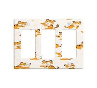 Playful Tiger - Placca di copertura per interruttore della luce, motivo animali arancioni, decorazione per la camera dei bambini, piastre da parete in materiale termoplastico, dimensioni standard 3