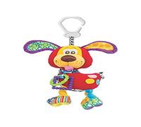 Playgro 720109 - Cagnolino di peluche da manipolare, con specchio e gancio per sospensione, colore: Multicolore