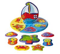 Playgro Barca Galleggiante con Puzzle per il Bagnetto, 9 Pezzi, Con Disegni di Animali Colorati, A Partire da 6 Mesi, Senza Bisfenolo A (BPS), Dimensioni: 25 x 25 cm, Multicolore, 40172