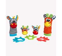 Playgro Confezione Regalo Animali della Giungla, 7 Pezzi, Sonagli per Mani e Piedi, A Partire dalla Nascita, Multicolore, 40190