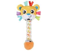 Playgro Lion Rainmaker sonaglio per stimolazione sensoriale, giocattolo musicale per bambini, tema leone, rumore di pioggia, tessuto a corda gigante, facile da impugnare, perline colorate