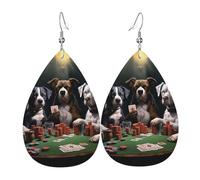 Playing Play Cards Dogs Orecchini In Pelle A Goccia Per Donne Eleganti Orecchini Da Donna Moda Ciondolo A Goccia Per Feste Uso Quotidiano Matrimoni