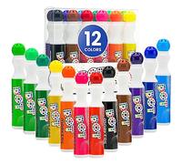 Playkidiz Pennarelli Lavabili per Bambini, Set Artistico di Pennarelli A Vernice da 12 Colori (40 Ml), Pennarelli per Bingo Non Tossici A Base d'Acqua per Bambini