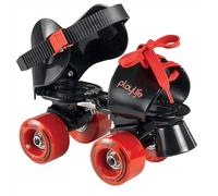 Playlife Pattini a rotelle regolabili in colore nero/rosso per bambini - Pattini regolabili per principianti da 28 - 37 - 54 mm/80 A, cuscinetti a sfera ABEC 5