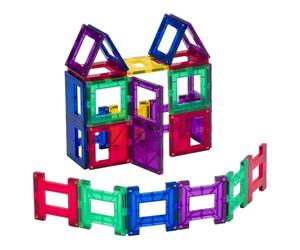 Playmags Blocchi magnetici 3D per i Bambini - Impara Forme, Colori, e Alfabeto STEM Giocattoli magnetici Sviluppare capacità motorie e creatività (24 Pezzi)