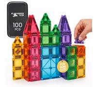 Playmags Set 100 Mini Tessere Magnetiche per Bambini | Blocchi Magnetici da Viaggio | Giocattoli Educativi Sensoriali STEM | Costruzioni Portatili | Regalo per Bambini 3+ Anni