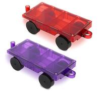 Playmags Set Auto 2 Pezzi: più Forte Piastrelle Magnetica e Blocchi - Super Resistente con Piastrelle dai Colori Vivaci e Trasparenti - STEM Giocattoli per i Bambini.