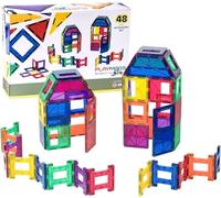 Playmags Set da 48 Pezzi - con Magneti più Potenti, Giocattoli STEM per Bambini, Piastrelle Magnetiche e Blocchi da Costruzione, Robusto, Super Resistente con Piastrelle dai Colori Chiari e Vivaci