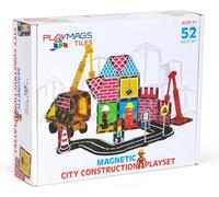 Playmags Set Di 52 Tessere Magnetiche Per La Costruzione Di Città, Blocchi Da Costruzione Con Gru E Pezzi Di Strada, Giocattoli Educativi STEM Per Bambini E Bambine Dai 3 Anni In Su.