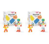 Playmais Basic 400, set da 400 pezzi, giocattolo naturale, con spugna e coltello fai da te, vegano, responsabile e sicuro per bambini e ambiente, a partire dai 3 anni in su (Confezione da 2)