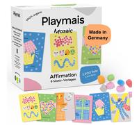 Playmais Mosaic Affirmation Cards | 2300 pezzi | set fai da te | giocattolo naturale | con spugnetta | 6 modelli di motivi | vegano, responsabile e sicuro per bambini & ambiente | a partire dai 3 anni