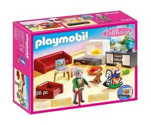 Playmobil 70207 Dollhouse Living Room with Fireplace, With Lighting Effect, for