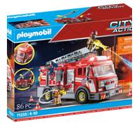 Playmobil 71233 camion dei vigili del fuoco con luci e suoni per bambini dai 4 anni