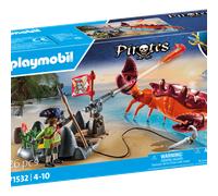 PLAYMOBIL Pirates 71532 Pirata e Mostro Marino, Epica Battaglia Marina, Incluso Cannone, Proiettile Gancio Rampino e sciabola, Giocattolo per Bambini dai 4 Anni in su