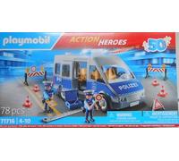 Playmobil 71716 - Action Heros Polizia Autobus Con Straßensperre - Luce & Suono