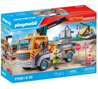 PLAYMOBIL | Action Heroes | Camion da Cantiere con Gru | Giocattolo da Costruzione per Bambini | Set da Cantiere | Giocattolo per Bambini dai 4 Anni | 71750
