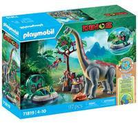 PLAYMOBIL | Dinos | Incontro con il Brachiosauro e Hovercraft | Set di Gioco con Dinosauri | Avventura con i Dinosauri per Bambini dai 4 Anni in Su | 71819