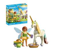 PLAYMOBIL Rainbow Blossom Collectible Unicorn with Fairy Set da gioco con statuine, Unicorno arcobaleno da collezione con fata