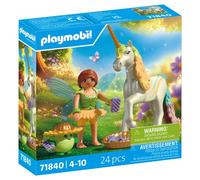 PLAYMOBIL Rainbow Blossom Collectible Unicorn with Fairy Set da gioco con statuine, Unicorno arcobaleno da collezione con fata
