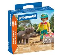 Playmobil 72025 duopack ranger con rinoceronte