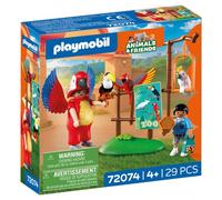 PLAYMOBIL | Animals & Friends | Zoo Mascotte | Mascotte dello zoo | uomo in costume da pappagallo con 3 uccelli tropicali | giocattolo per bambini dai 4 anni in su | 72074